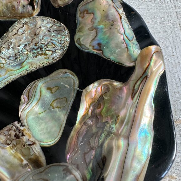 Vintage Abalone Shell Pieces in Resin Soap Dish - Seashell Trinket Holder - Picture 6 of 12